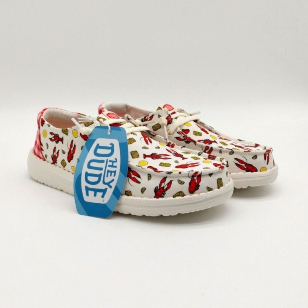 Hey Dude Wendy Crawfish Boil Women's Size 7 White Red Shoes